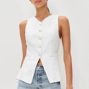Reformation Aspen White Linen Vest Top - Size 4 Small - BNWT